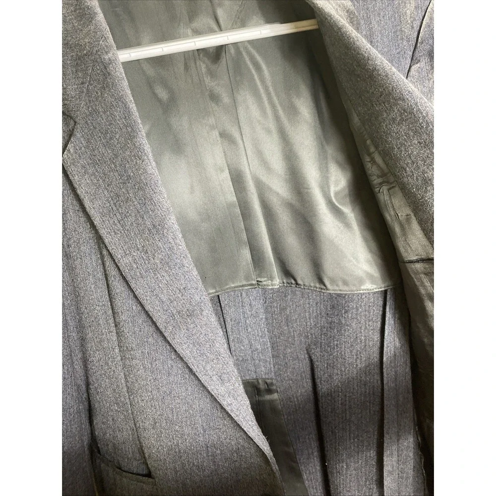 Pinstriped USA‎ Made Vintage Kuppenheimer Mens Suit Jacket Wool 42 Grey
